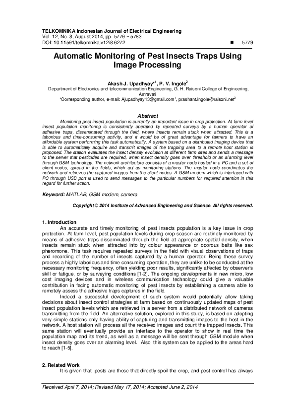 (PDF) Automatic Monitoring of Pest Insects Traps Using Image Processing