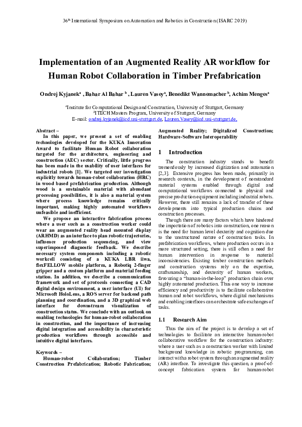 (PDF) Implementation of an Augmented Reality AR Workflow for Human ...