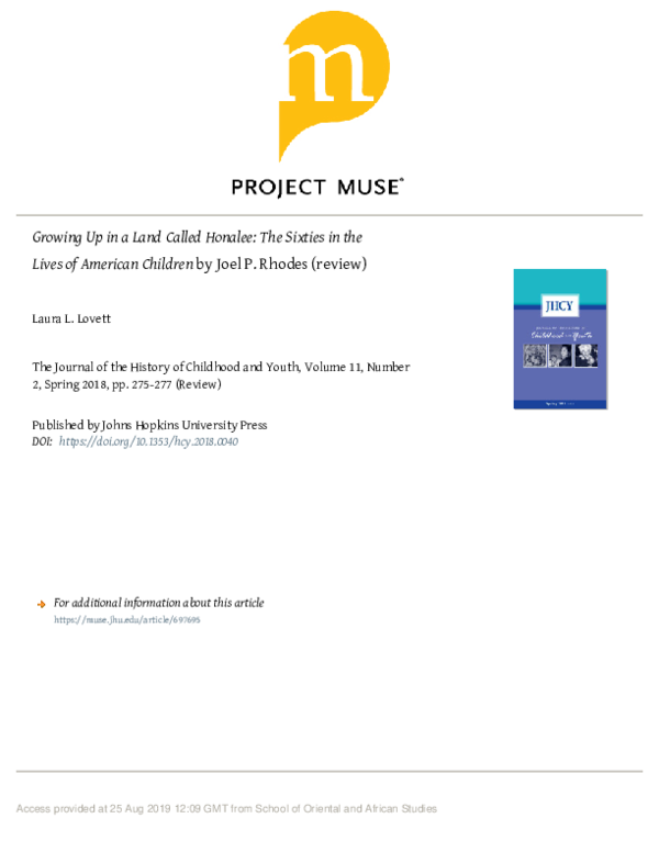 (PDF) Growing Up in a Land Called Honalee: The Sixties in the Lives of ...