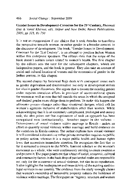 (PDF) Gender Issues in Development-Concerns for the 21st Century