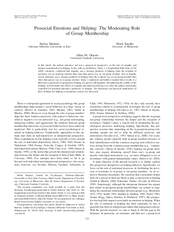 (PDF) Prosocial Emotions and Helping: The Moderating Role of Group ...