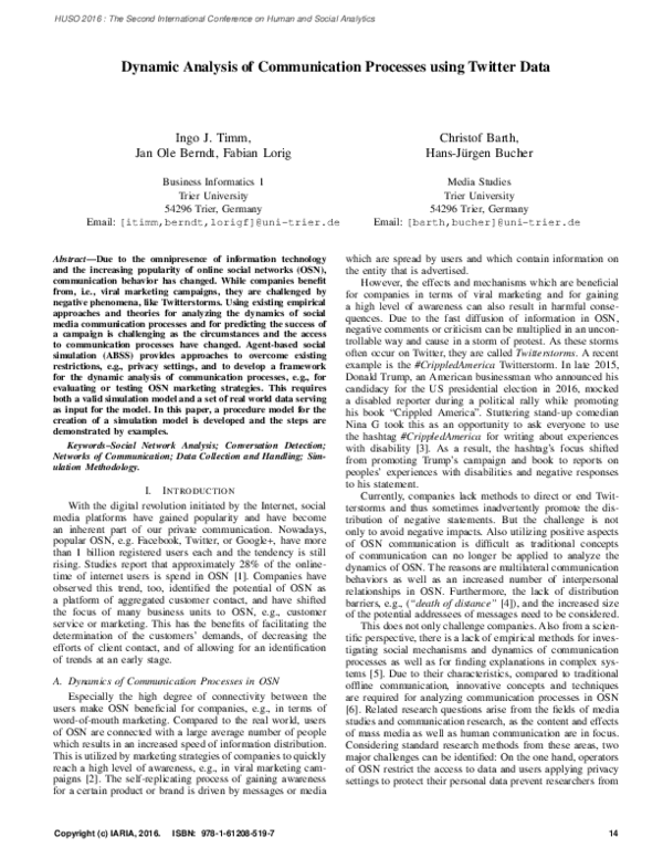 (PDF) Dynamic Analysis of Communication Processes using Twitter Data