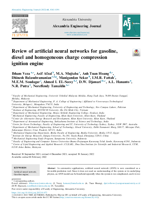 (PDF) Review of artificial neural networks for gasoline, diesel and ...