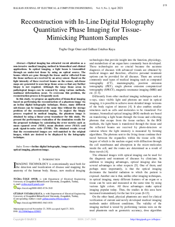 (PDF) Reconstruction with In-Line Digital Holography Quantitative Phase ...