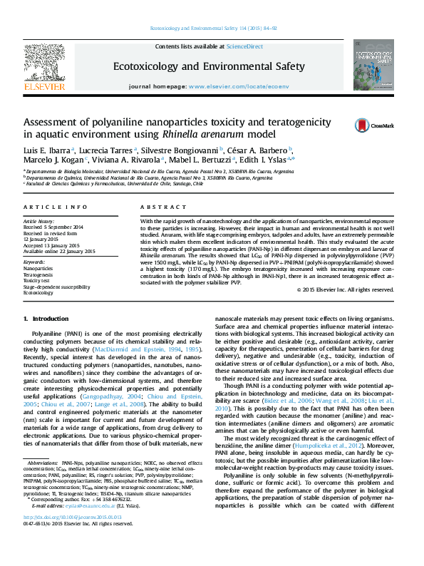 (PDF) Assessment of polyaniline nanoparticles toxicity and ...