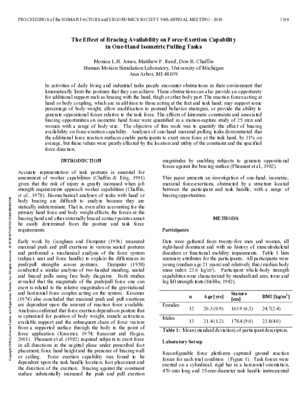 (PDF) The effect of bracing availability on force-exertion capability ...