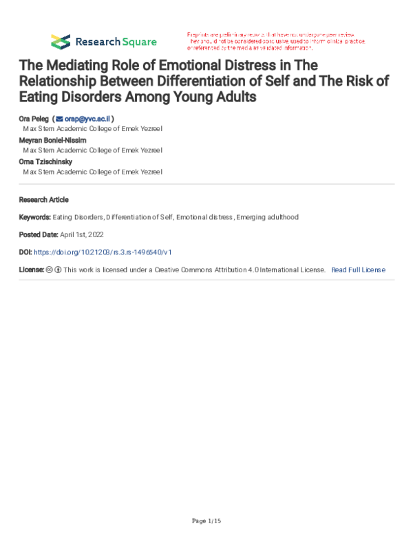 (PDF) The Mediating Role of Emotional Distress in The Relationship ...