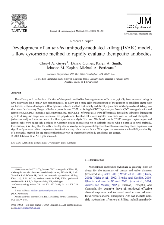 (PDF) Development of an in vivo antibody-mediated killing (IVAK) model ...