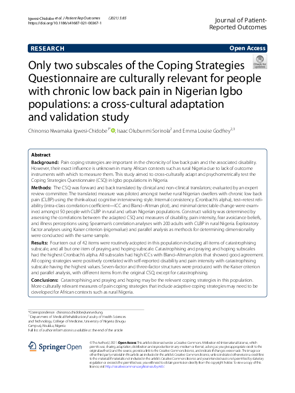  pdf only two subscales of the coping strategies questionnaire are