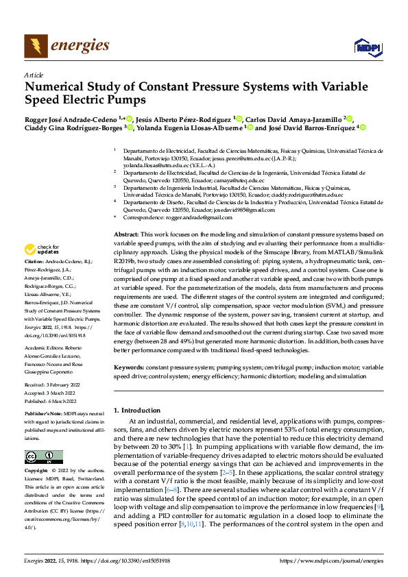 (PDF) Numerical Study of Constant Pressure Systems with Variable Speed ...