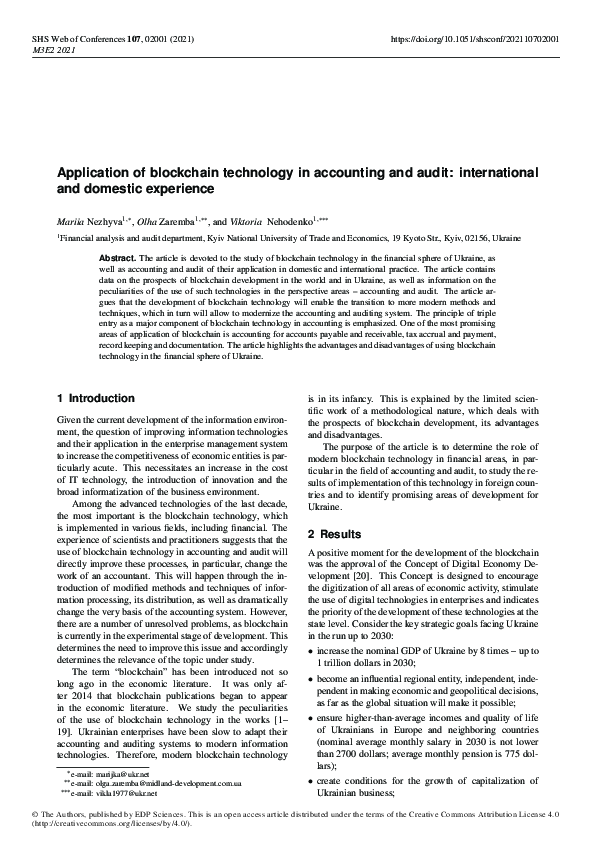 (PDF) Application of blockchain technology in accounting and audit ...