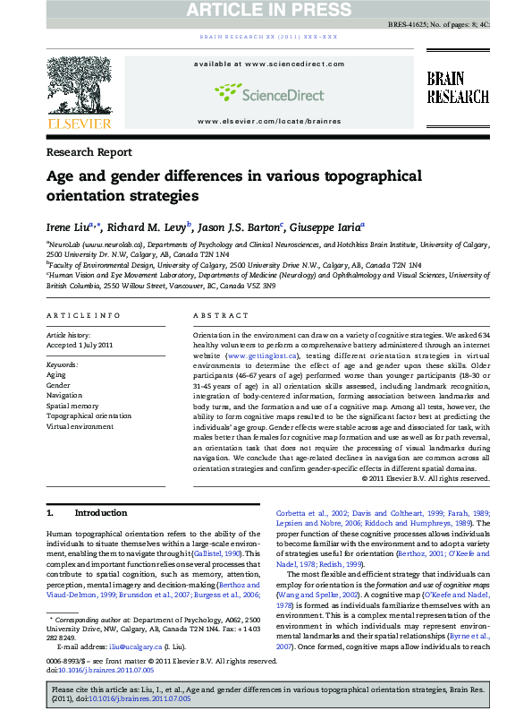 (PDF) Age and gender differences in various topographical orientation ...