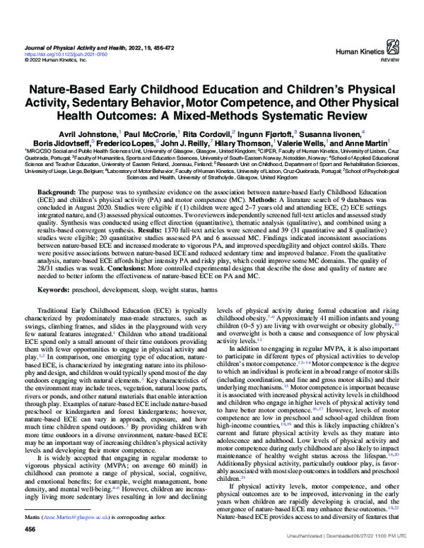 (PDF) Nature-Based Early Childhood Education and Children’s Physical ...