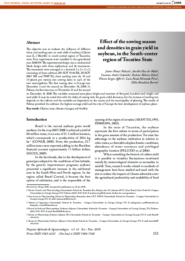(PDF) Effect of the sowing season and densities in grain yield in ...