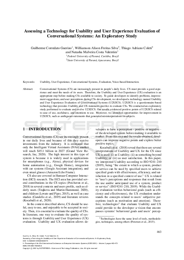 (PDF) Assessing a Technology for Usability and User Experience ...