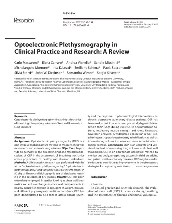 (PDF) Optoelectronic Plethysmography in Clinical Practice and Research