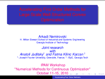(PDF) Accelerating First Order Methods for Large-Scale Well-Structured ...