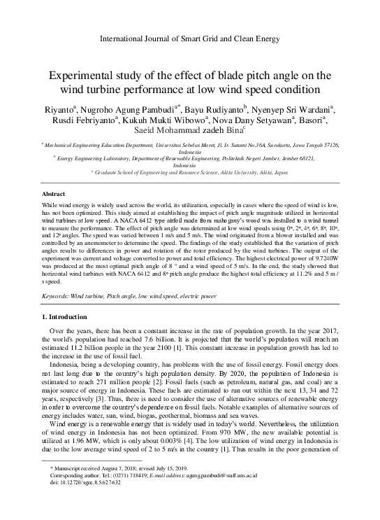 (PDF) Experimental study of the effect of blade pitch angle on the wind ...