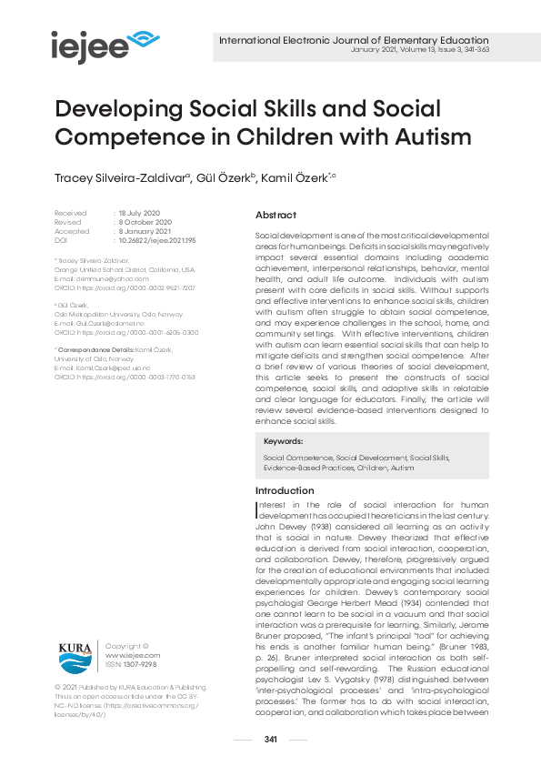 (PDF) Developing Social Skills and Social Competence in Children with ...