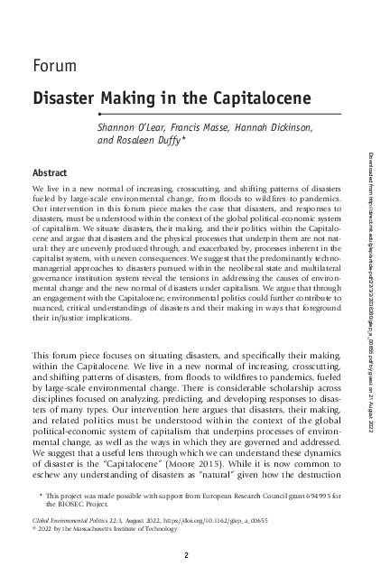 (PDF) Disaster Making in the Capitalocene