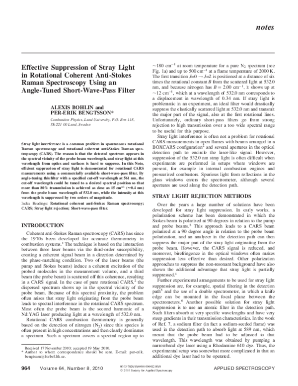 (PDF) Effective Suppression of Stray Light in Rotational Coherent Anti ...