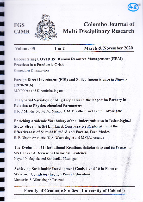 (PDF) Colombo Journal of Mu lti-f)is ciplin ary Res ea rc h