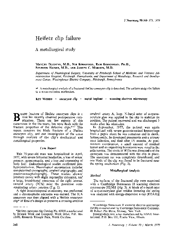 (PDF) Heifetz clip failure Manuel Dujovny Academia.edu