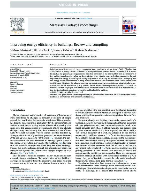 (PDF) Improving energy efficiency in buildings: Review and compiling