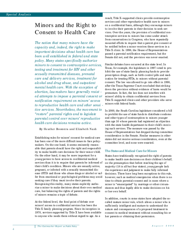 (PDF) Minors and the right to consent to health care