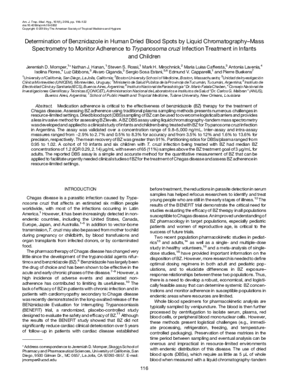 (PDF) Determination of Benznidazole in Human Dried Blood Spots by ...