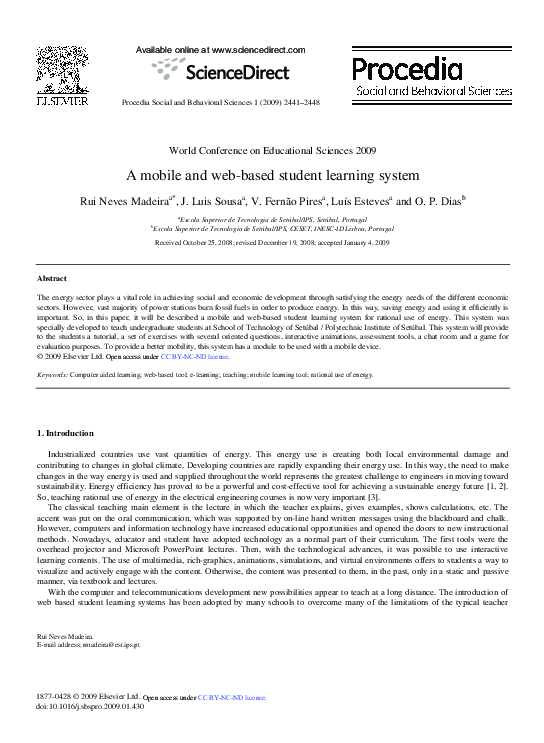 (PDF) A mobile and web-based student learning system | Rui Madeira ...