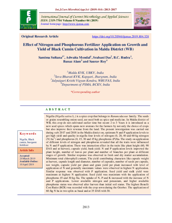 (PDF) Effect of Nitrogen and Phosphorous Fertilizer Application on ...
