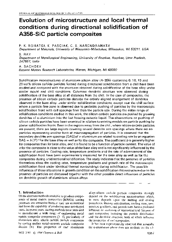 (PDF) Evolution of microstructure and local thermal conditions during ...