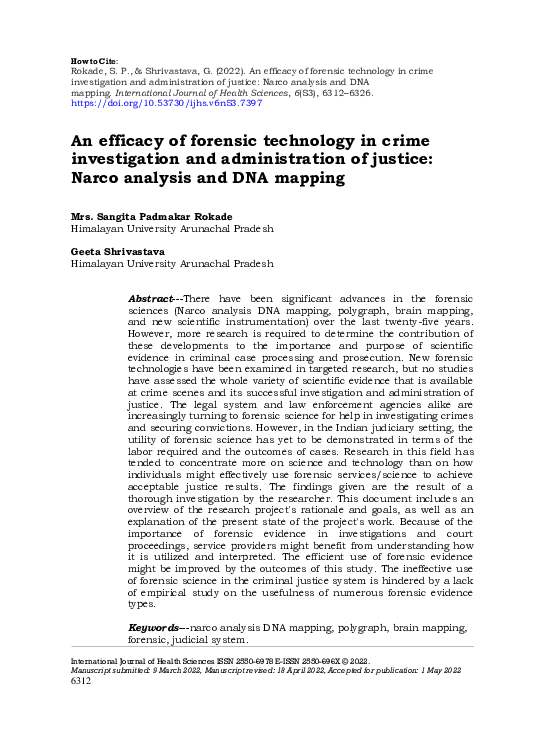 (PDF) Efficacy of Forensic Technology in Crime Investigation and ...