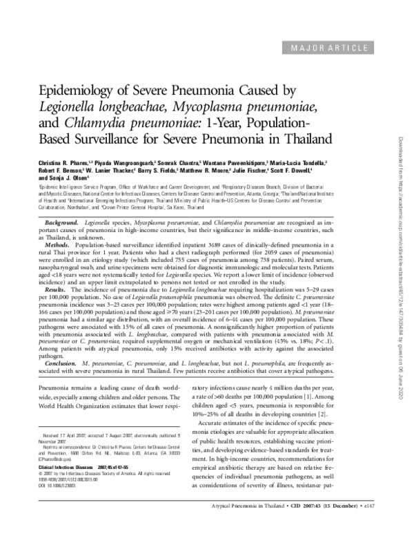 (PDF) Epidemiology of Severe Pneumonia Caused by Legionella longbeachae ...