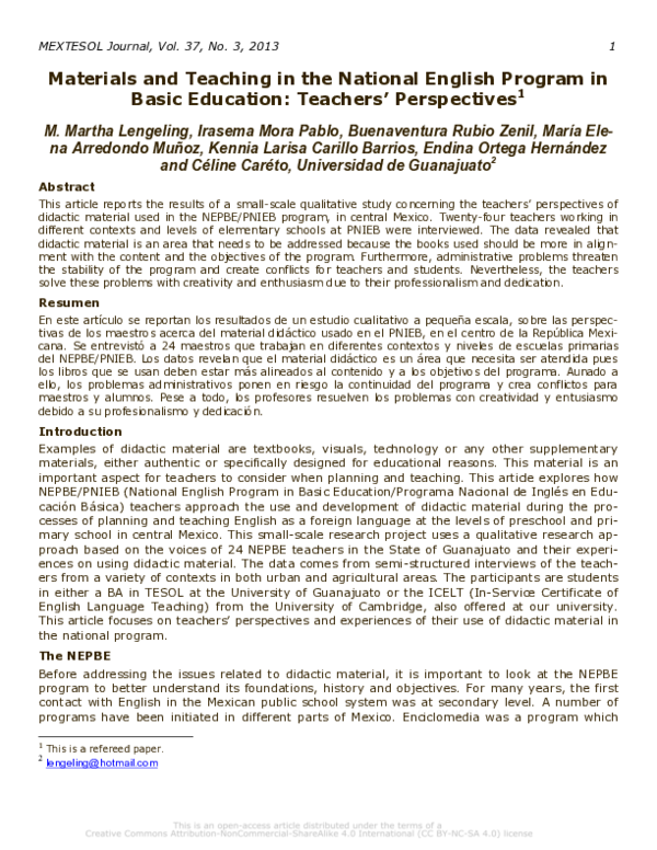 (PDF) Materials and Teaching in the National English Program in Basic ...