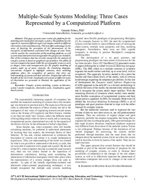 (PDF) Multiple-Scale Systems Modeling: Three Cases Represented by a ...