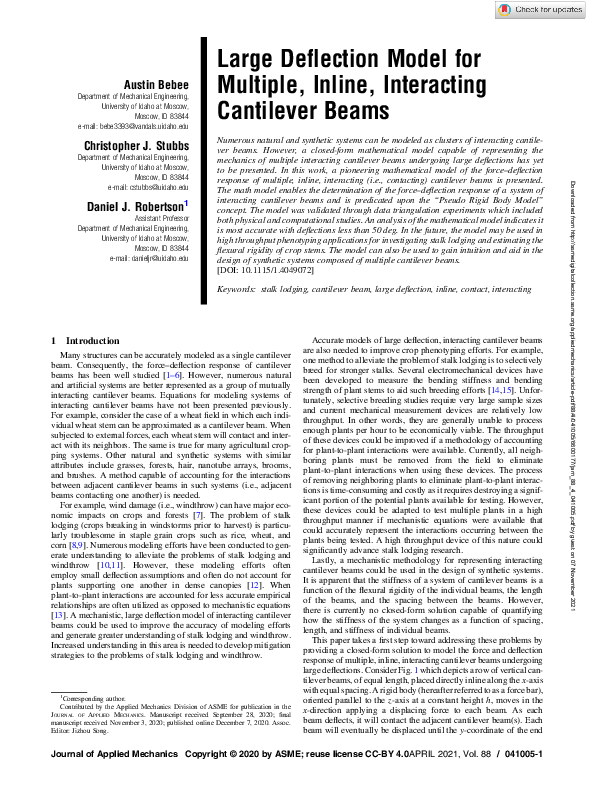 (PDF) Large Deflection Model for Multiple, Inline, Interacting ...