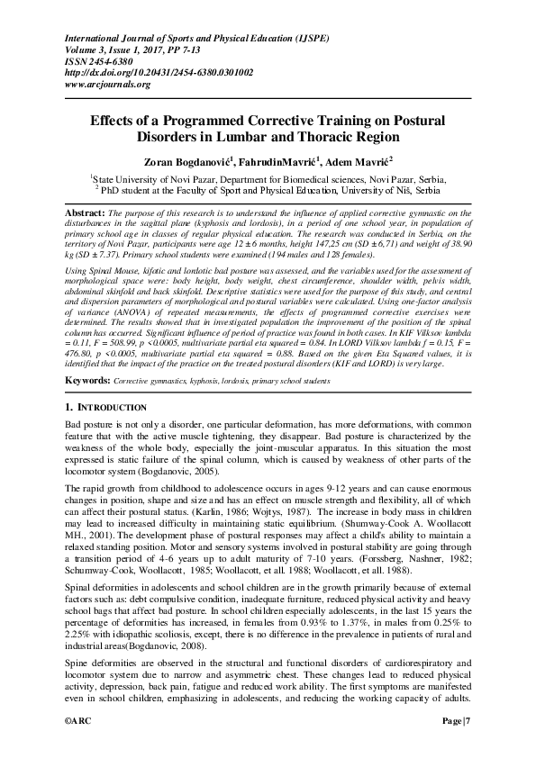 (PDF) Effects of a Programmed Corrective Training on Postural Disorders ...