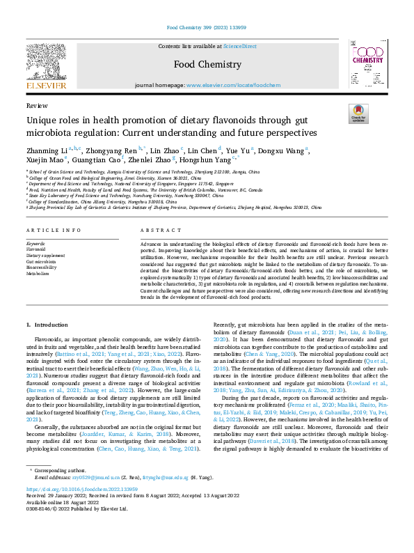 (PDF) Unique roles in health promotion of dietary flavonoids through ...
