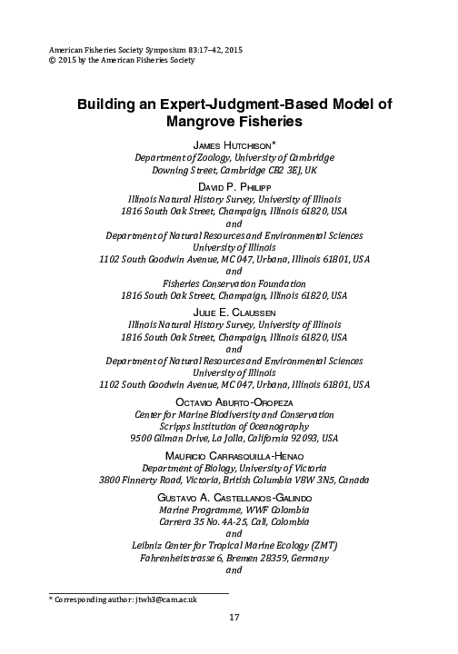 (PDF) Building an expert judgment-based model of mangrove fisheries