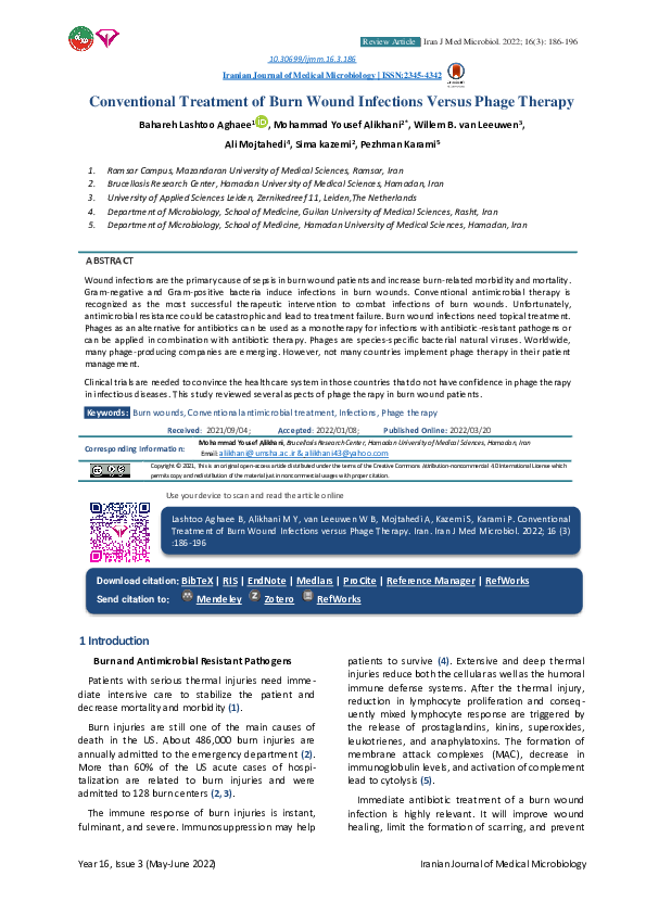 (PDF) Conventional Treatment of Burn Wound Infections versus Phage Therapy