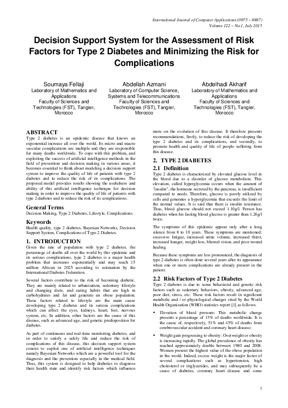 (PDF) Decision Support System for the Assessment of Risk Factors for ...