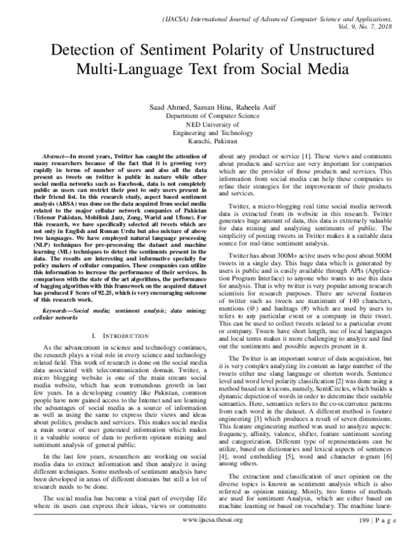 (PDF) Detection of Sentiment Polarity of Unstructured Multi-Language ...