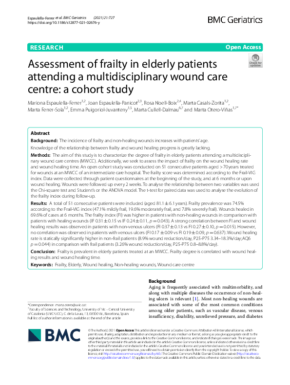 (PDF) Assessment of frailty in elderly patients attending a ...