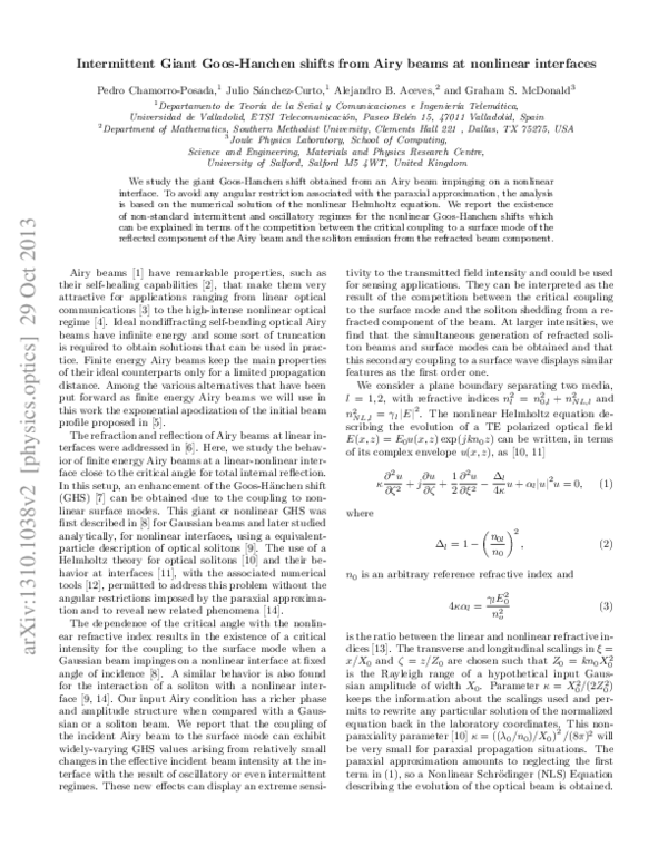 (PDF) Widely varying giant Goos–Hänchen shifts from Airy beams at ...