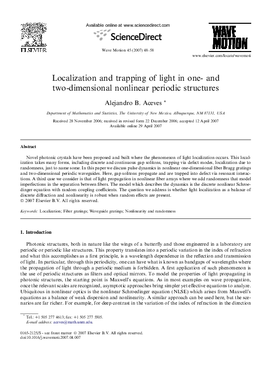 (PDF) Localization and trapping of light in one- and two-dimensional ...