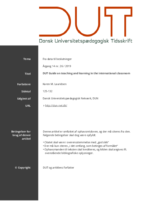 (PDF) DUT Guide on teaching and learning in the international classroom