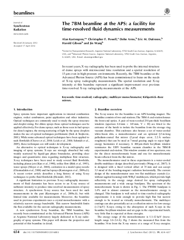 (PDF) The 7BM beamline at the APS: a facility for time-resolved fluid ...