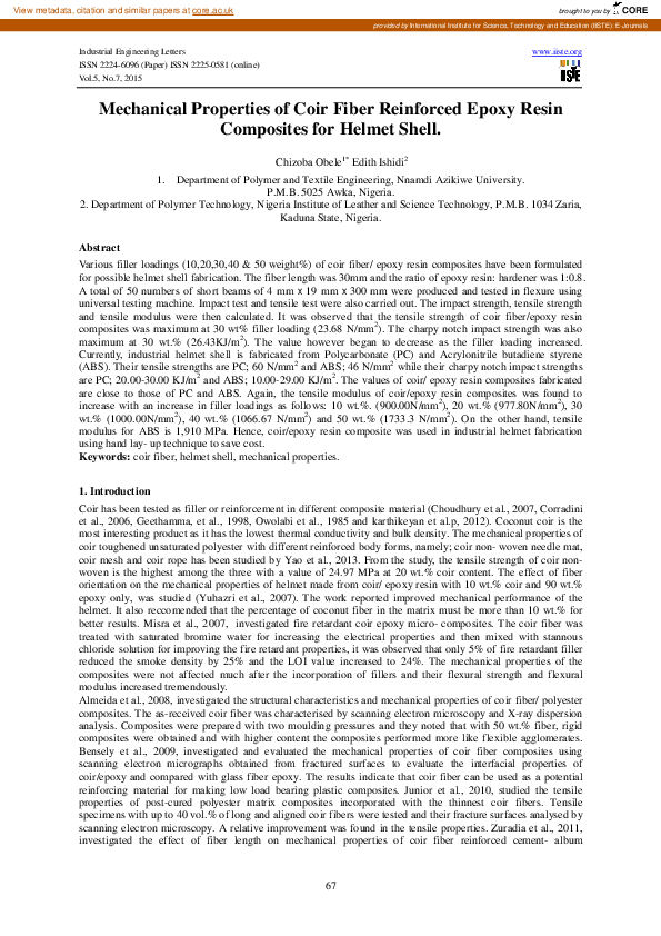 (PDF) Mechanical Properties of Coir Fiber Reinforced Epoxy Resin ...